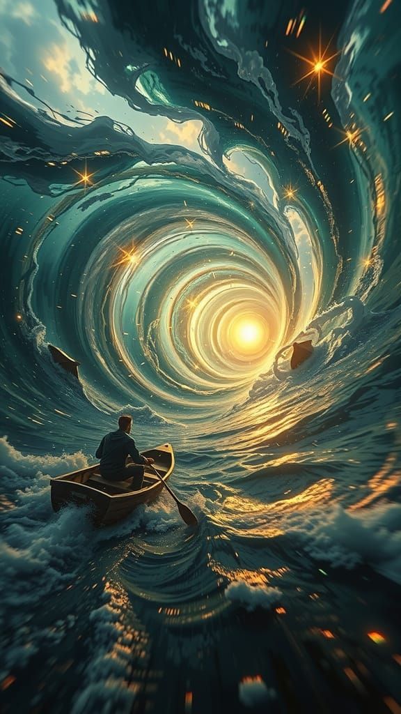 Mystical Ocean Vortex in Golden Light