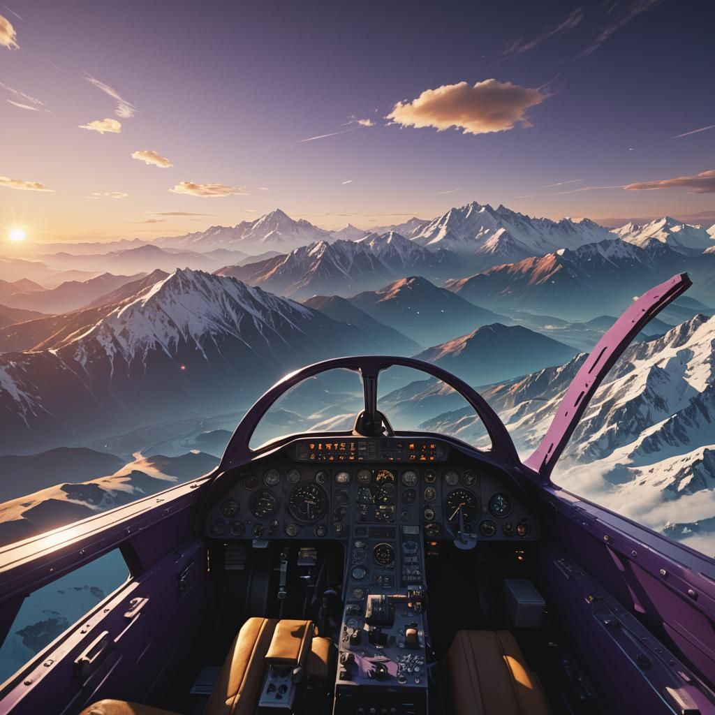 Saint-Exupery Flying Over Mountains at Sunrise