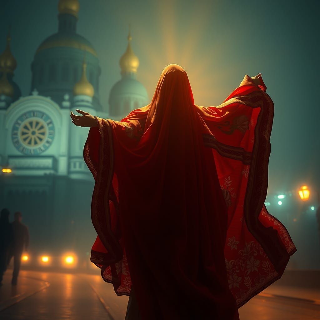 Ethereal Spirit of Kyiv in Art Nouveau Style