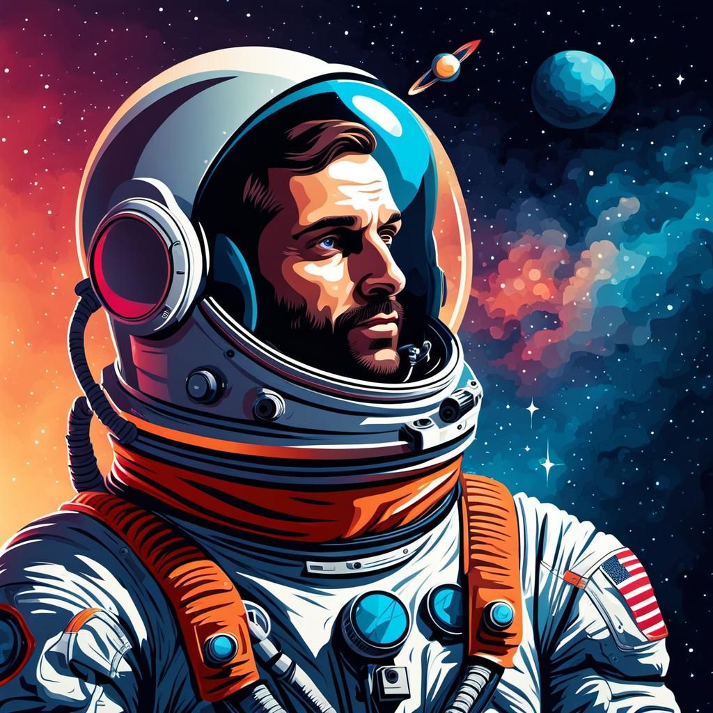 Single Cosmonaut in Vector Art Style