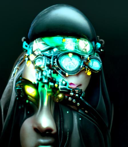 Magical Steampunk Woman in Cyberpunk Sci-Fi