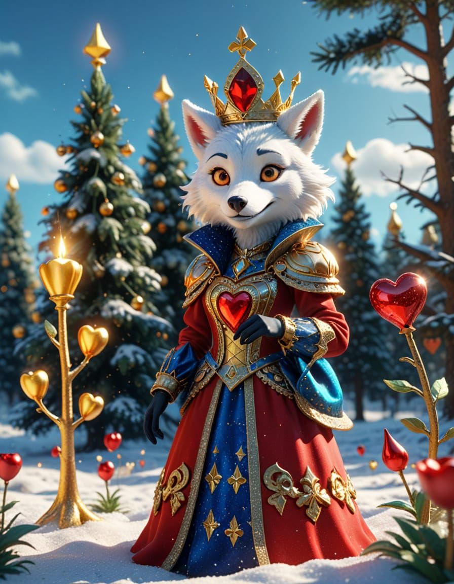 Futuristic Card Royalty with Whimsical Companions