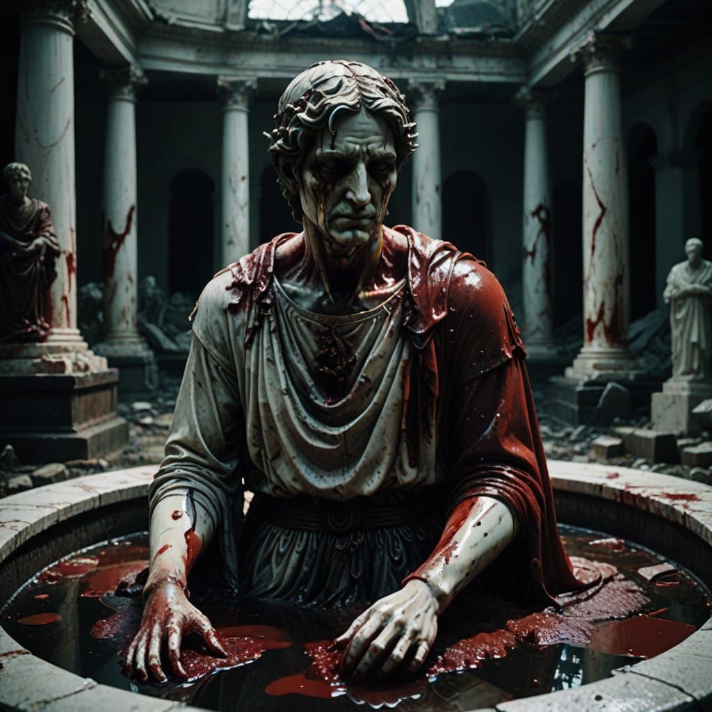 Ruined Statue Weeping Tears of Blood
