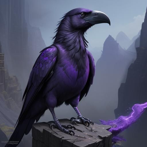 Indigo Raven: Detailed Matte Painting in Deep Color