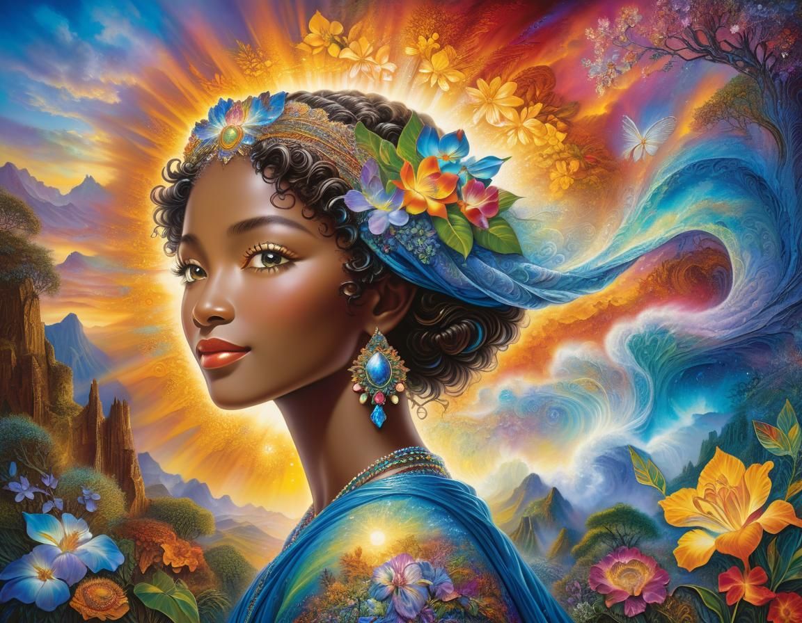 Radiant Joy: A Surreal Matte Painting Portrait