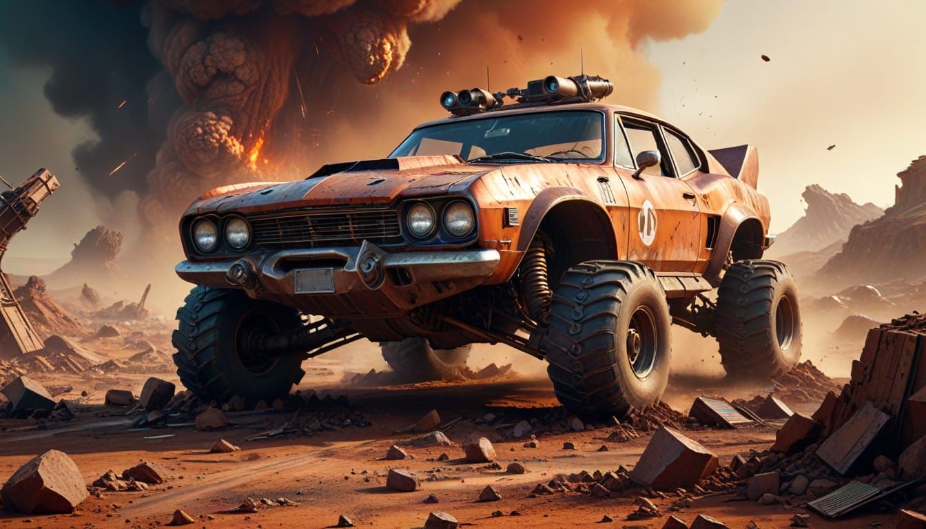 Cyberpunk Martian Apocalypse in Vibrant Triadic Colors