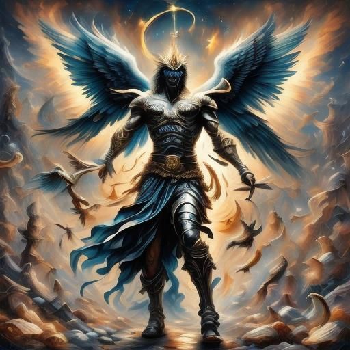 Illuminated Bronze Figure at Cave Entrance