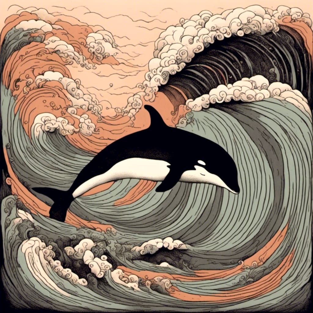 Killer Whale Surfing a Giant Tidal Wave