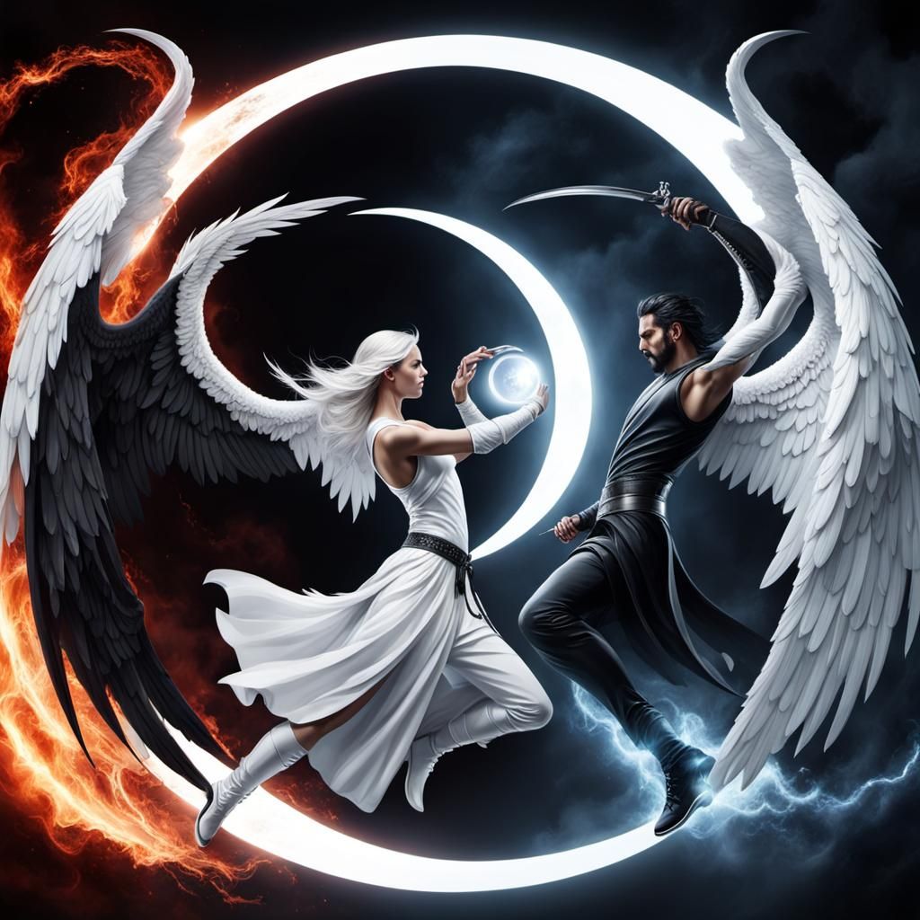 Angelic Battle: Good Versus Evil in Digital Art