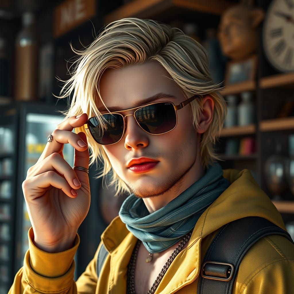 Fantastical Male Model in a Vibrant Matte Painting Style