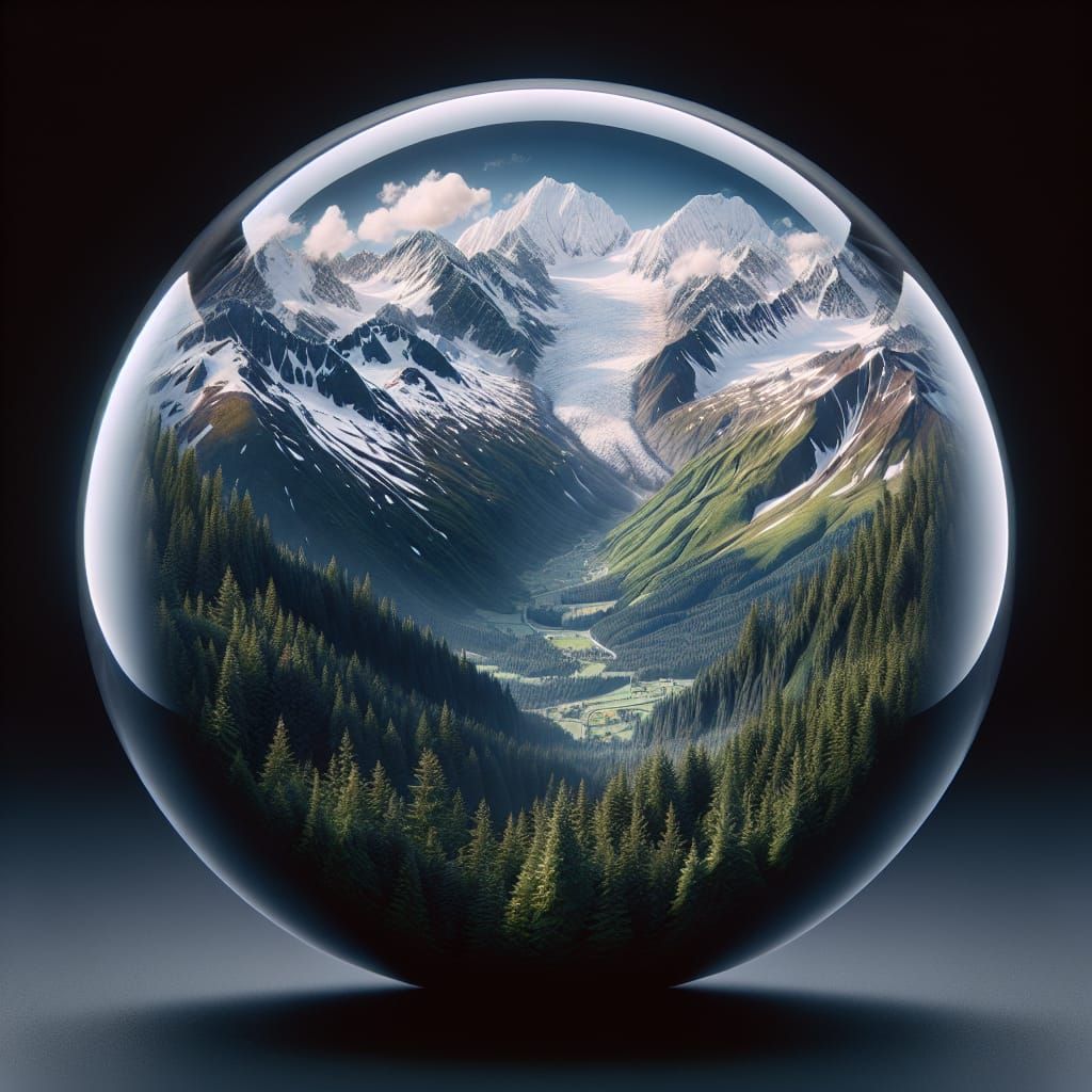 Mountainscape Encased in Resin Eye, Ultra-High Definition