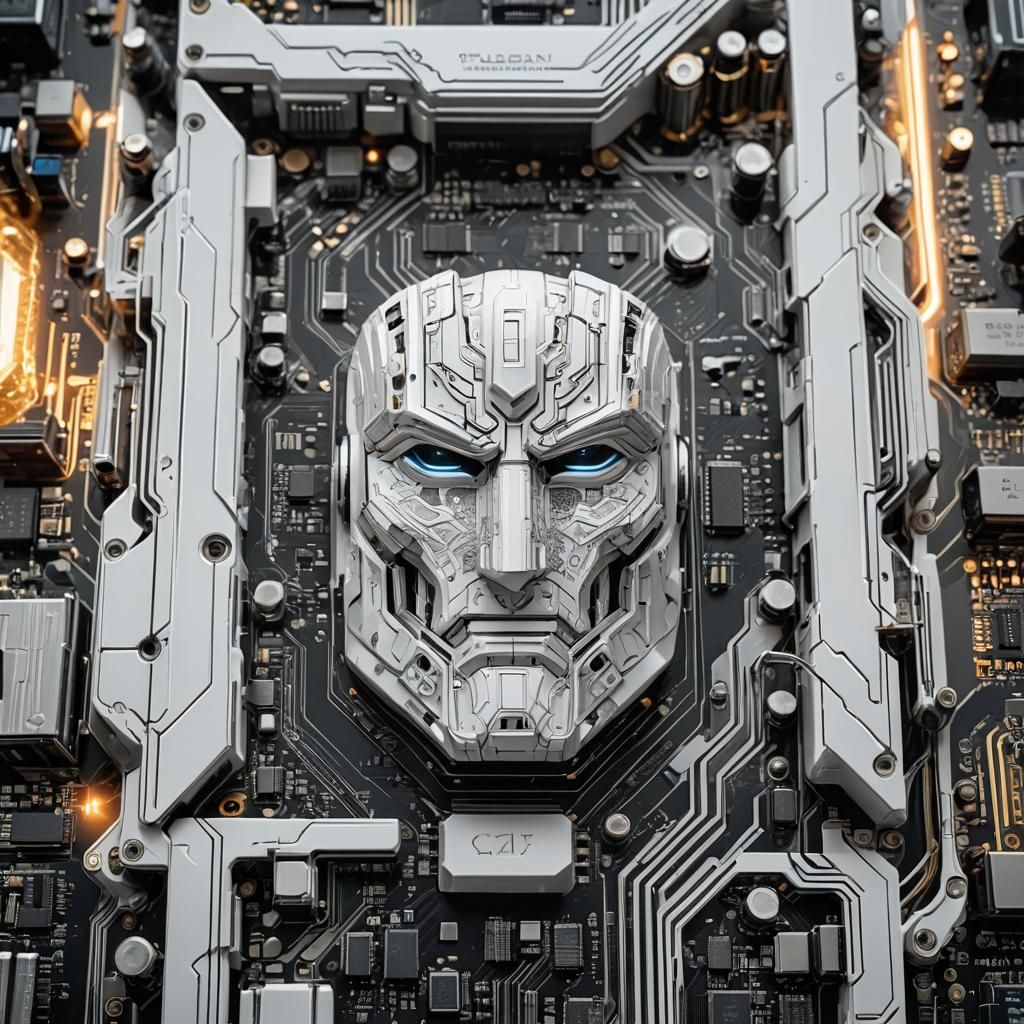 Paladin Protecting Computer Circuit with White Glow