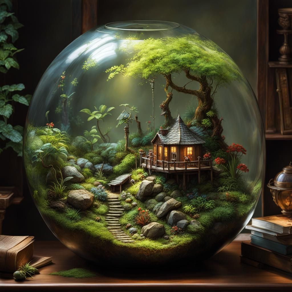 Hyperdetailed Terrarium with Natural Lighting