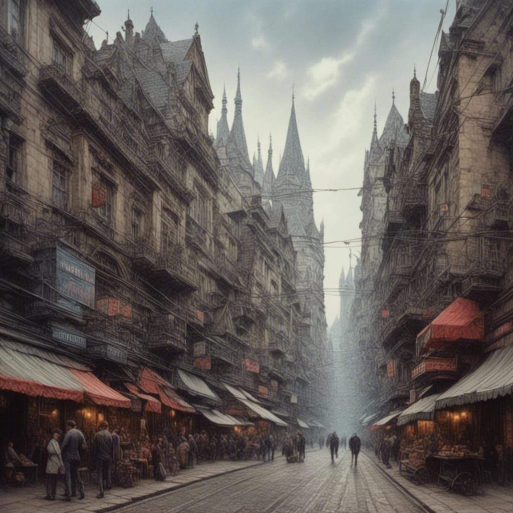 Urban Landscape Oil Painting by James Gurney