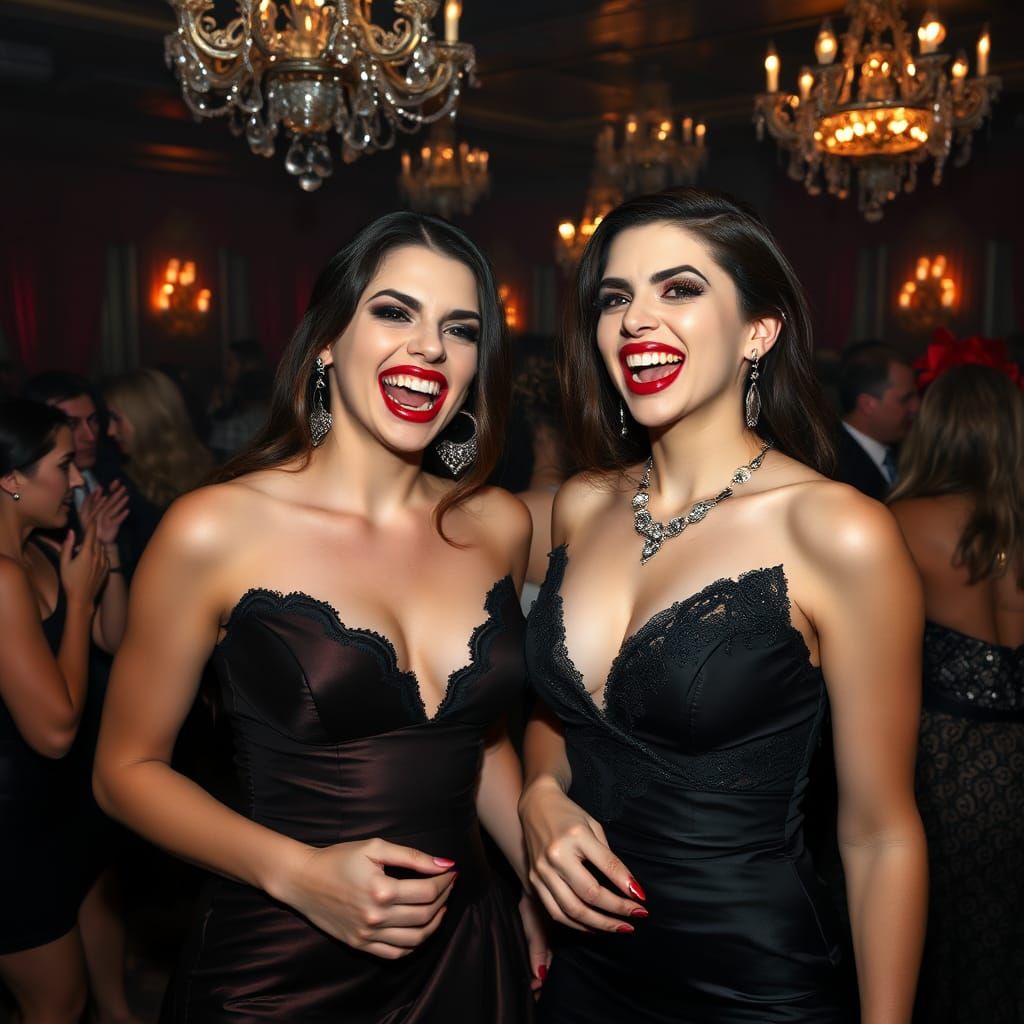 Playful Vampire Couple at Nightclub Party