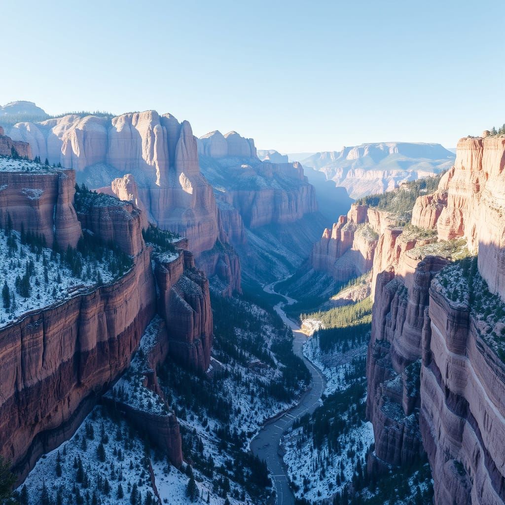 Luminous Winter Canyons in Soft Pastels