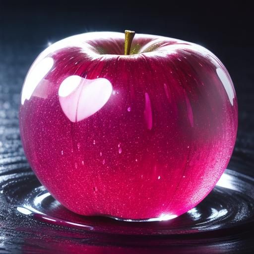 Delicate Pink Apple Amidst Water Drops