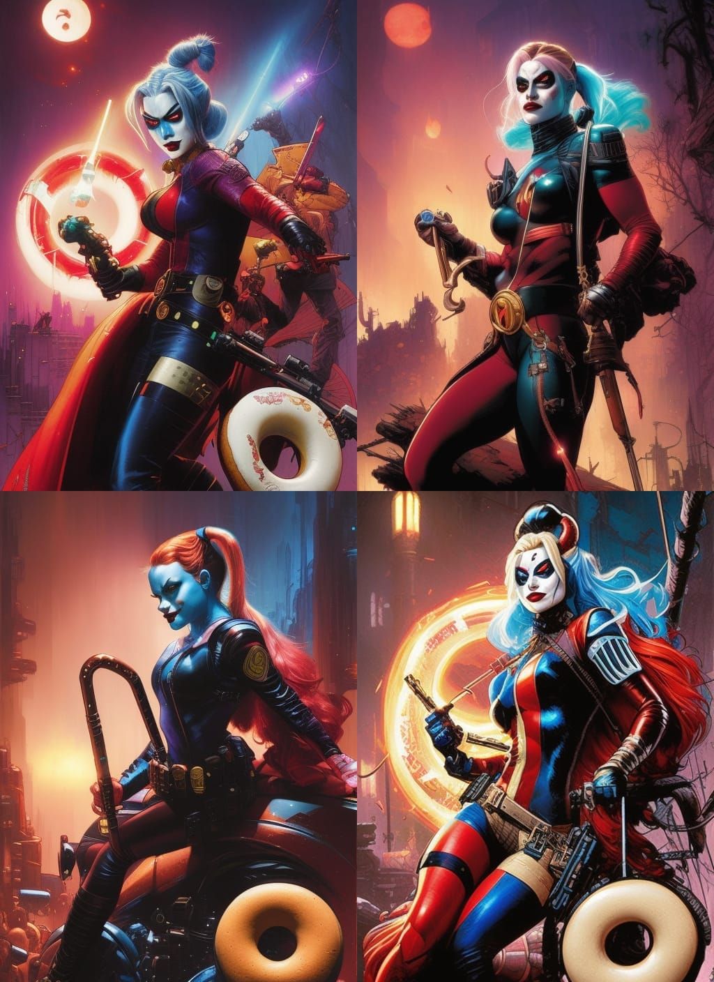 Harley Quinn in Donut Universe: Crayon Caricature