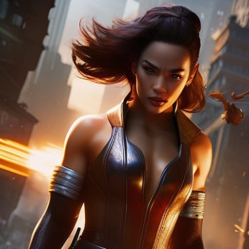 Hyperrealistic Female Boxer in Dark Fantasy Style