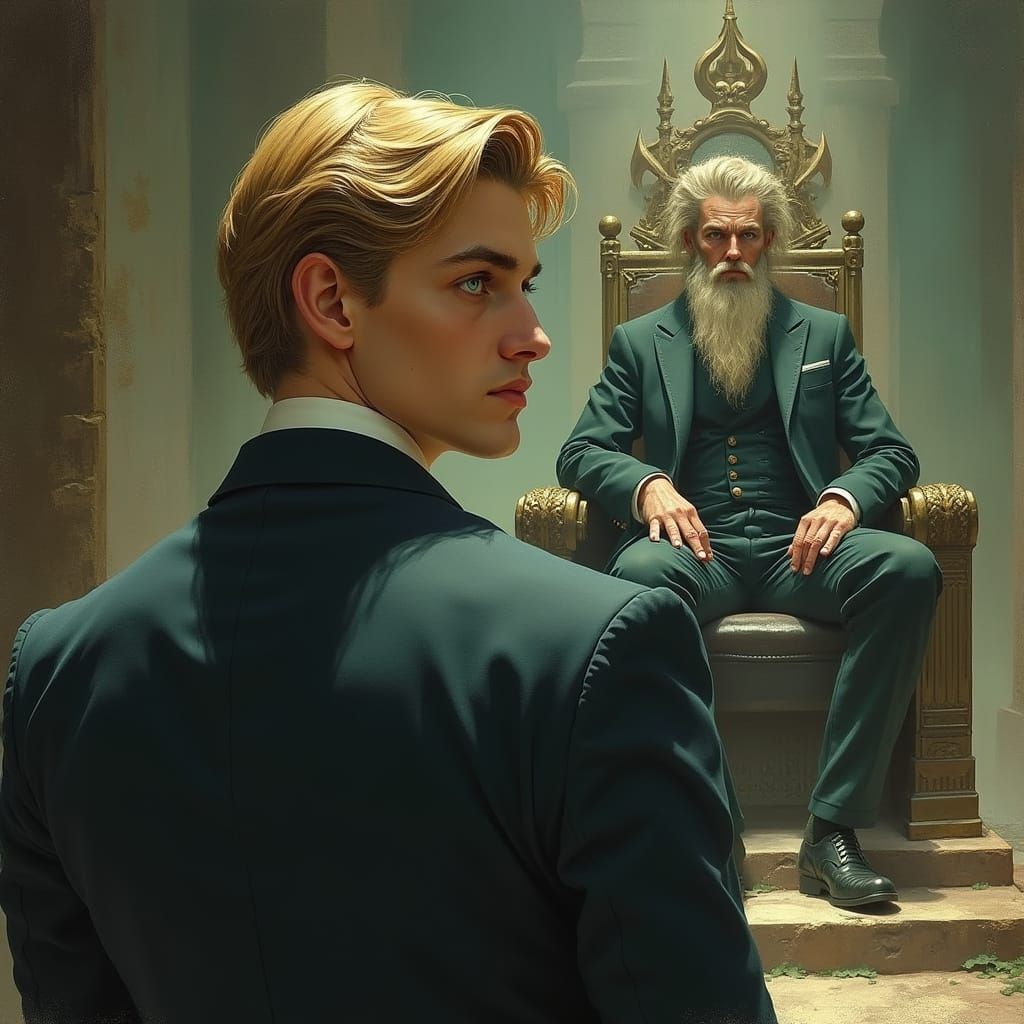 Edwardian Duke Meets Odin in Valhalla: Dark Fantasy Art