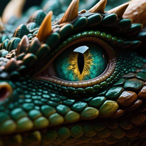 Hyperrealistic Dragon Eye Macro Photo