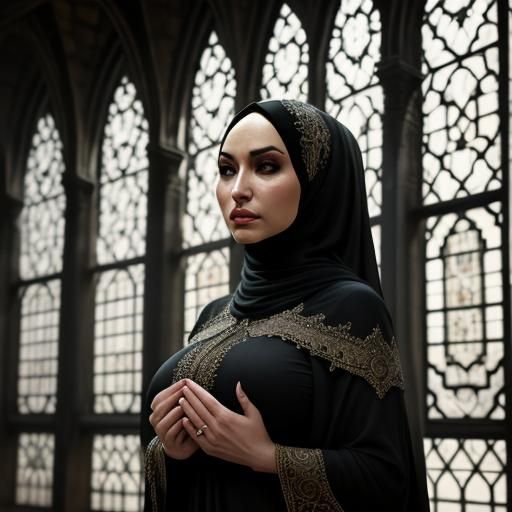 Woman in Hijab Praying: Hyperrealistic AI Image