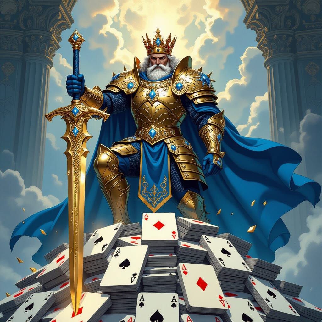 Regal King in Golden Armor with Diamond Crown