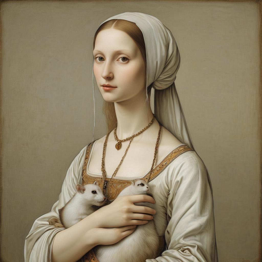 Renaissance Portrait of Lady with Ermine, da Vinci Style