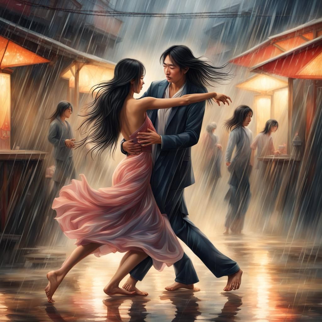 Dancing Couples in Earthquake with Rain