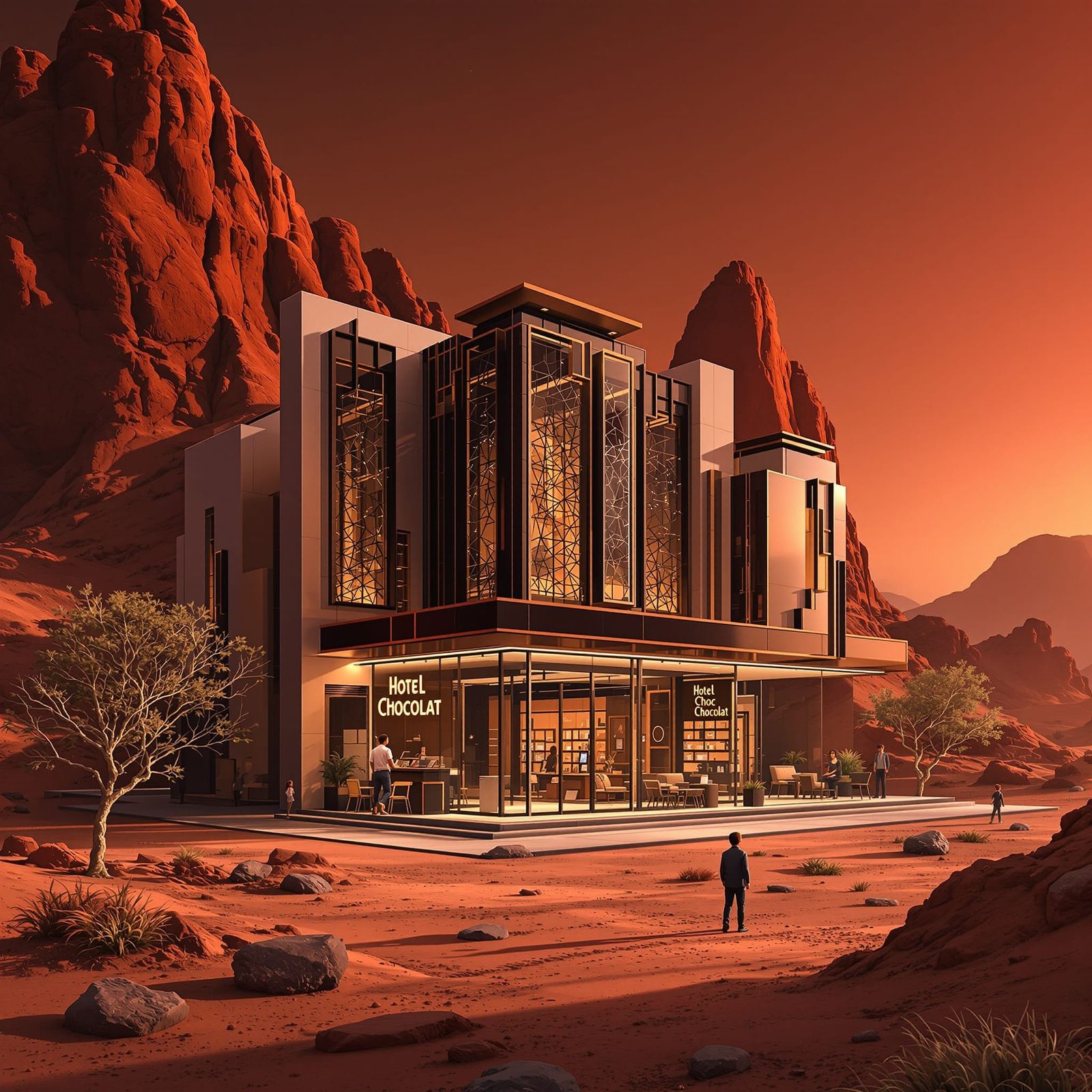 Hotel Chocolat on Mars in Futuristic Style
