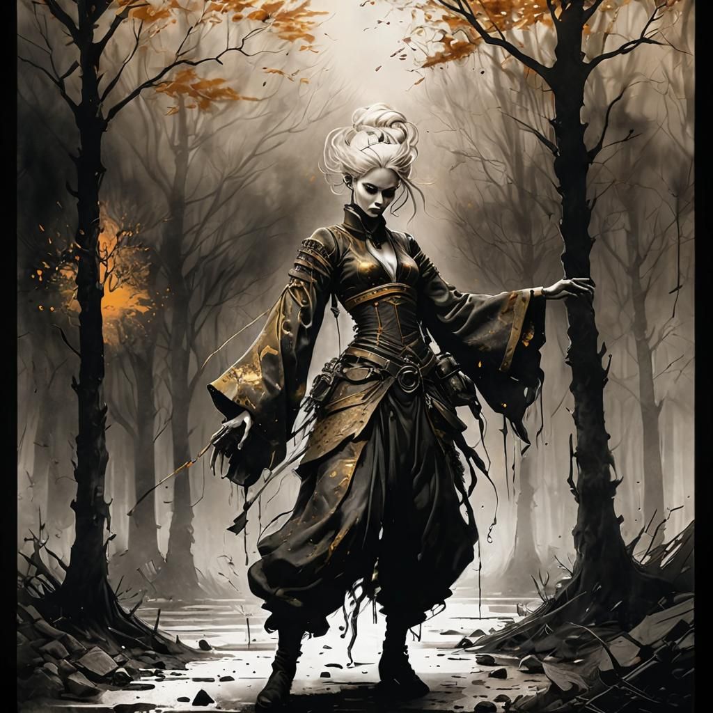 Haunted Eyes: Woman's Face in Noir Crime Style