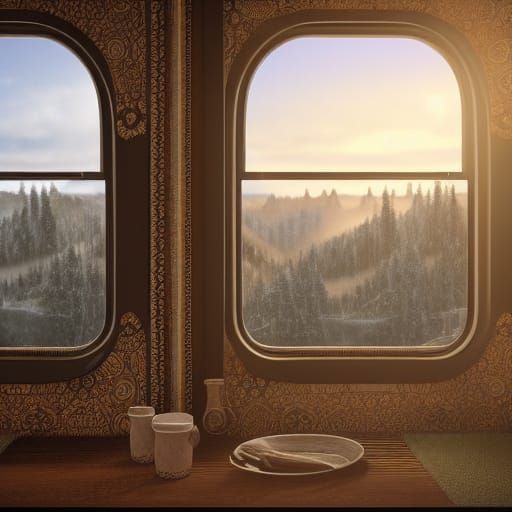 Landscape Seen From Train Window: Fantasy Art