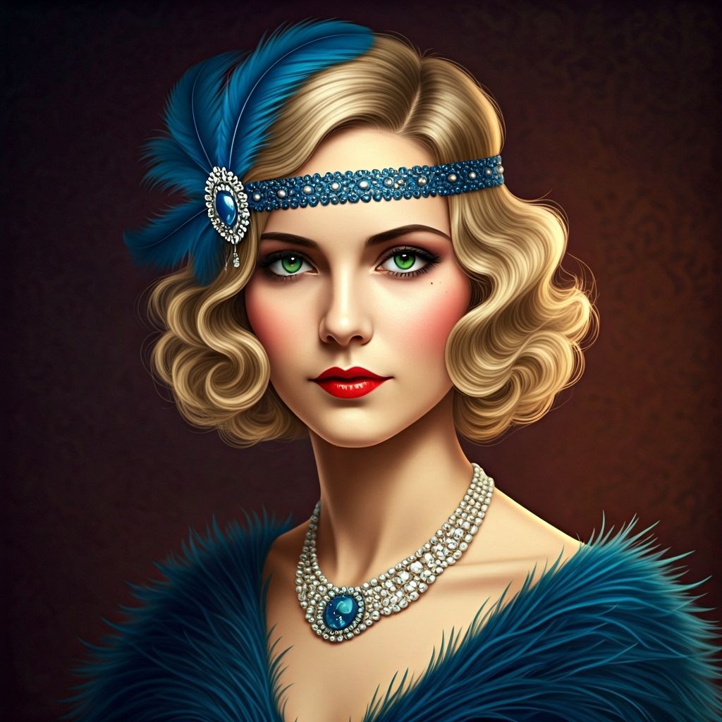 1920s Flapper Portrait with Feathered Headband