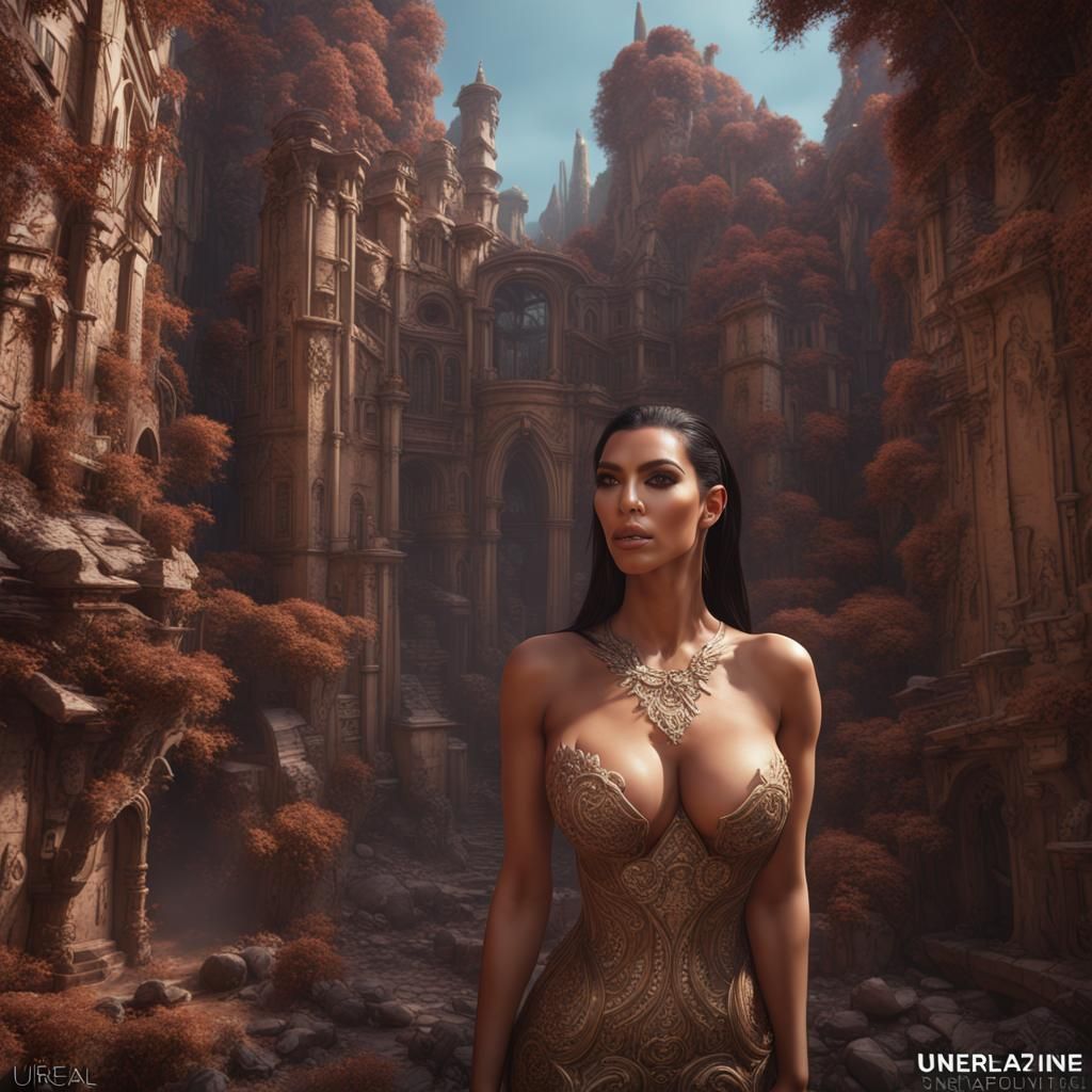 Detailed Matte Painting of Kim Kardashian