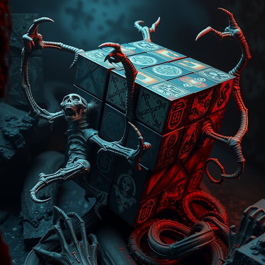 Rubik's Cube Necromorph: Dreadful Horror Artwork