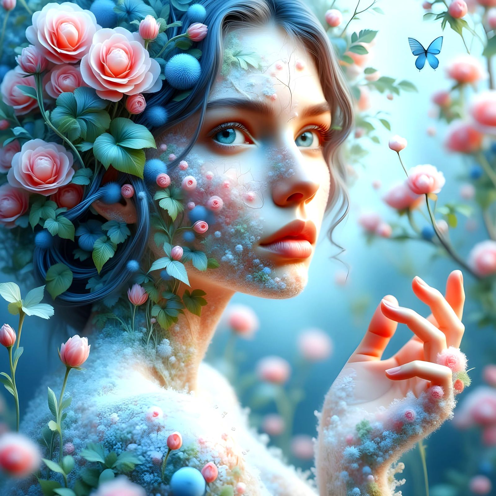 Ethereal Bohemian Goddess with Iridescent Reflections