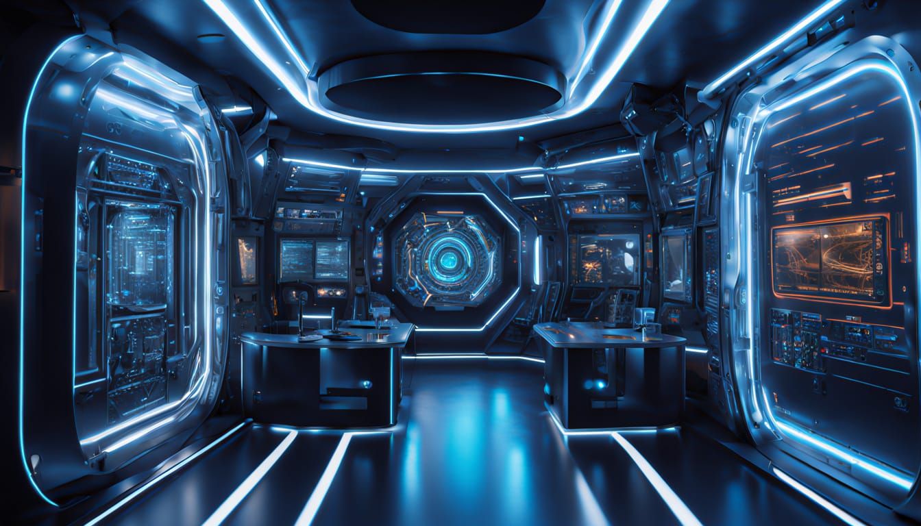 Hyper-Realistic Teleportation Booth Technical Illustration