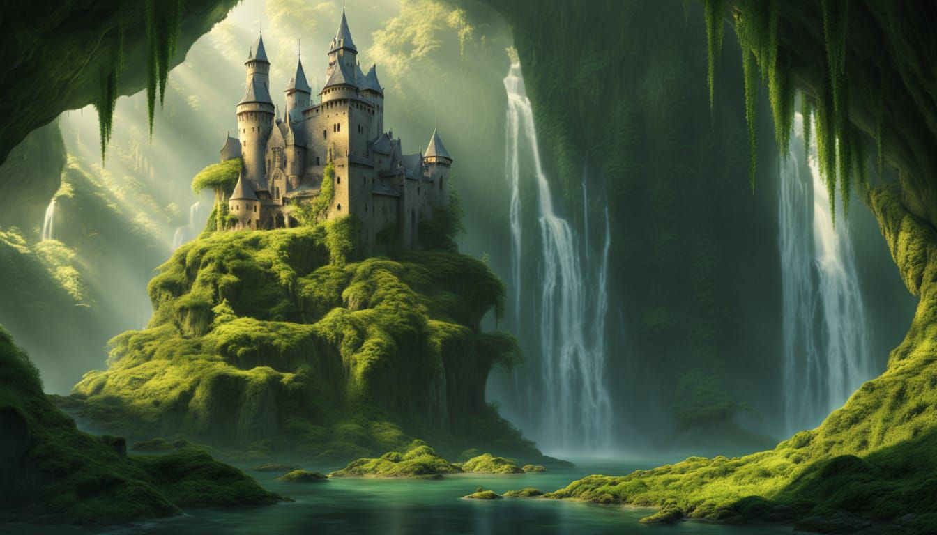 Epic Medieval Fantasy Castle in an Underground Cave