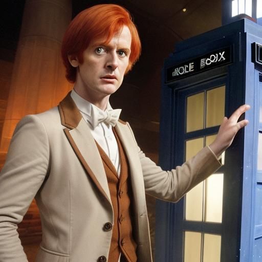 Redhead Doctor Who Emerges from TARDIS
