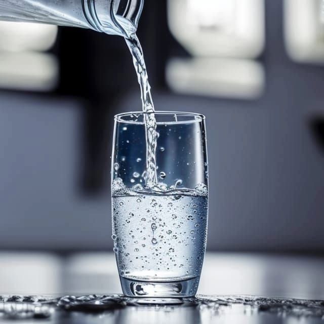 shot of a Glass with Sparkling bubble Water