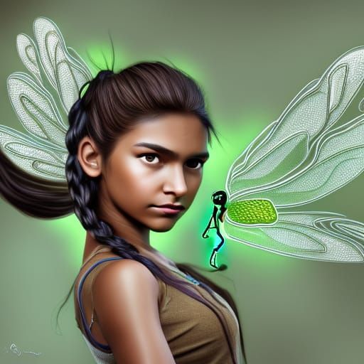 Native American Girl with Dragonfly Wings in Comic Art