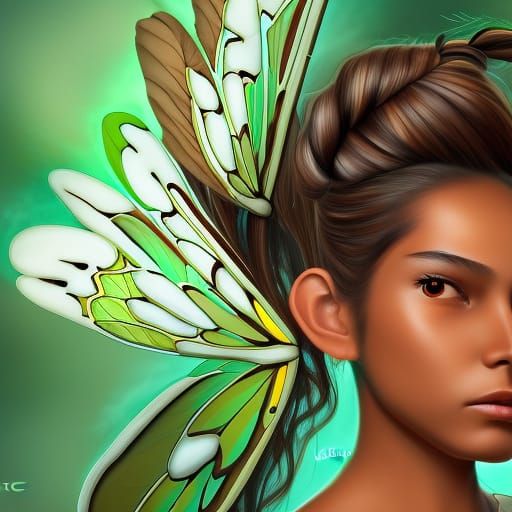 Native American Girl with Dragonfly Wings in Comic Art
