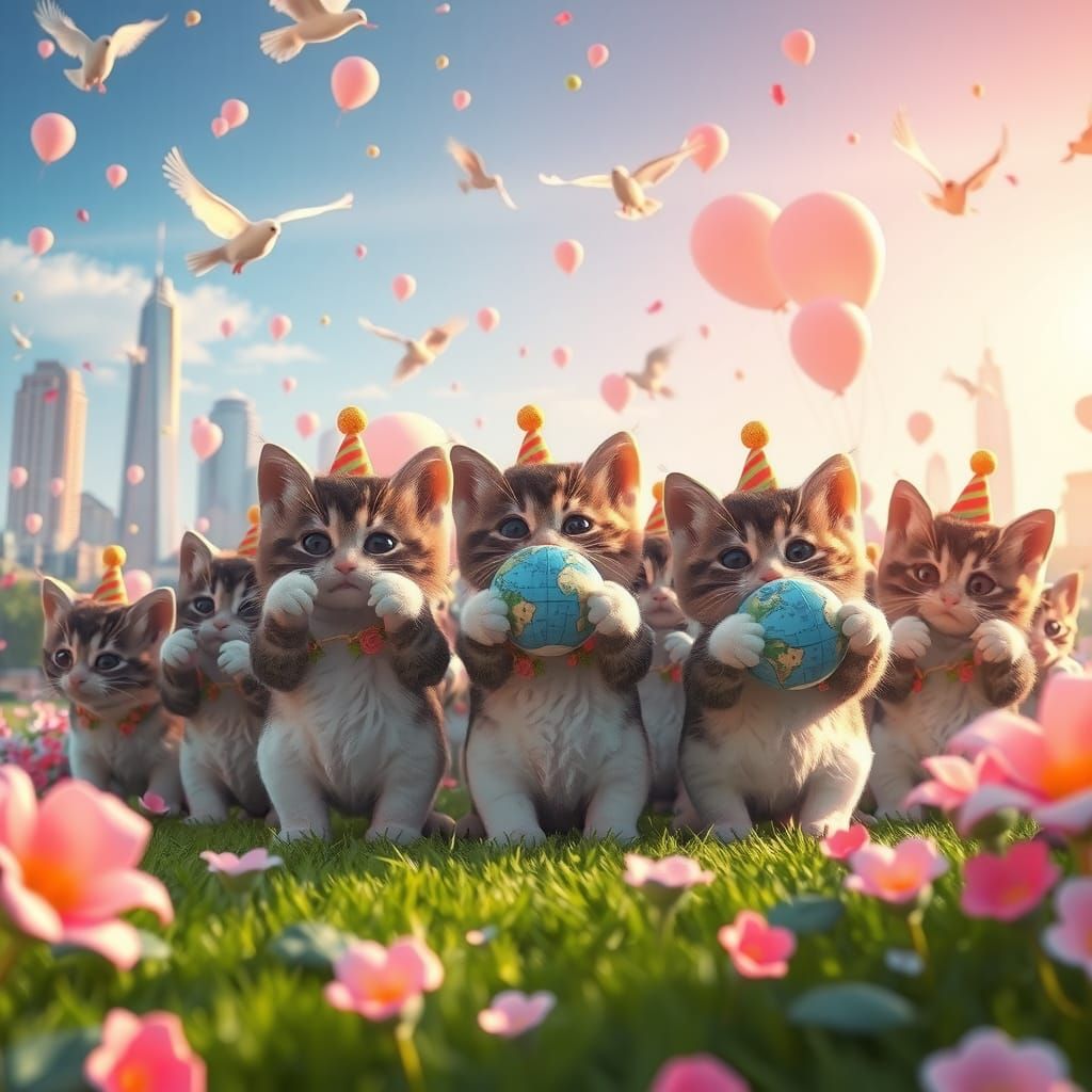 Kitten Army Celebrates World Peace in 3D