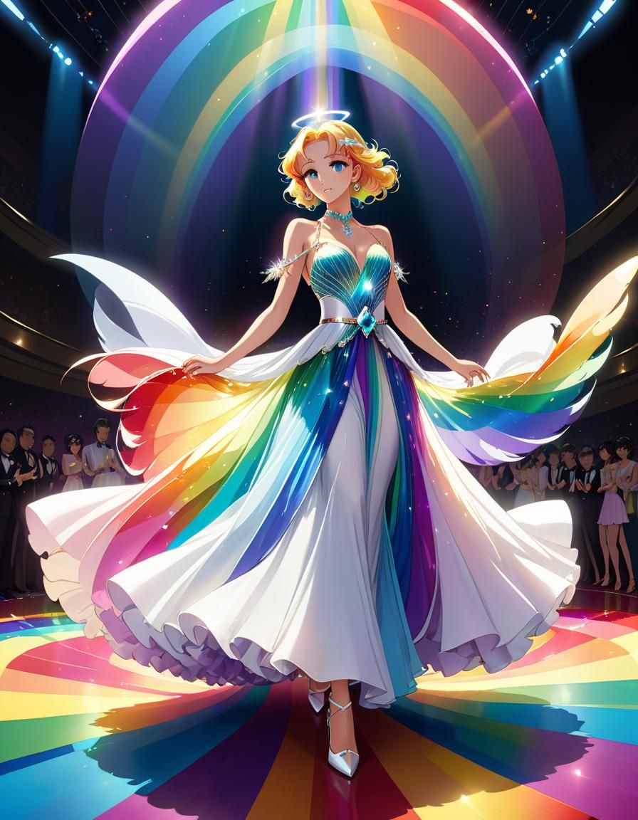 Rainbow Ballroom Dress in Anime Style