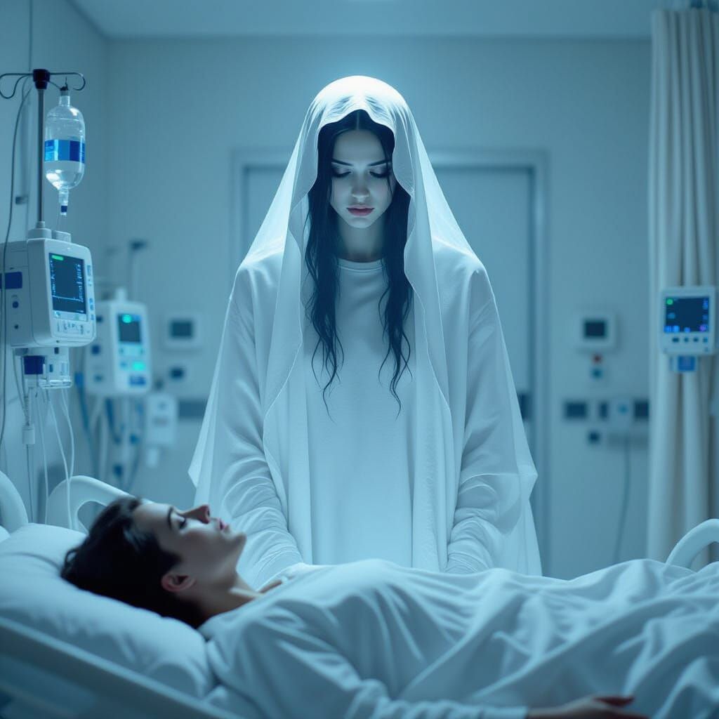 Ethereal Soul Floats Above Body in Hospital