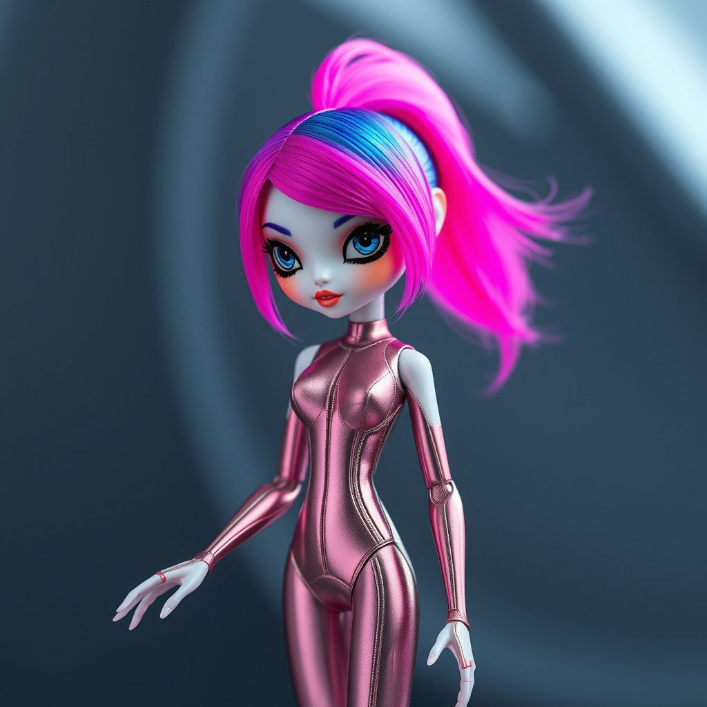 High-Tech Chameleon Doll in Futuristic Style