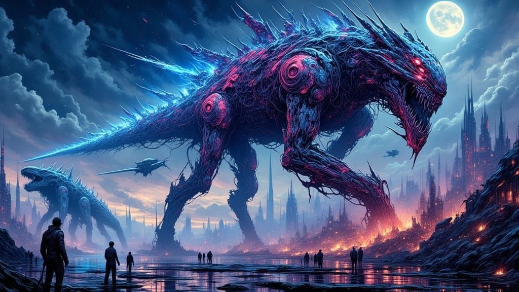 Cybernetic Whale in Cyberpunk Style