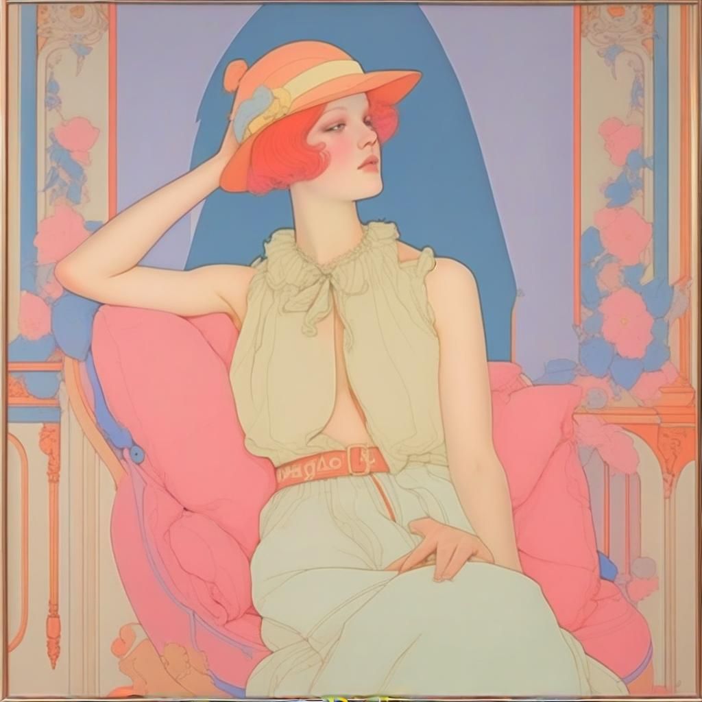 Japanese Woodblock Print in Jacoulet Style