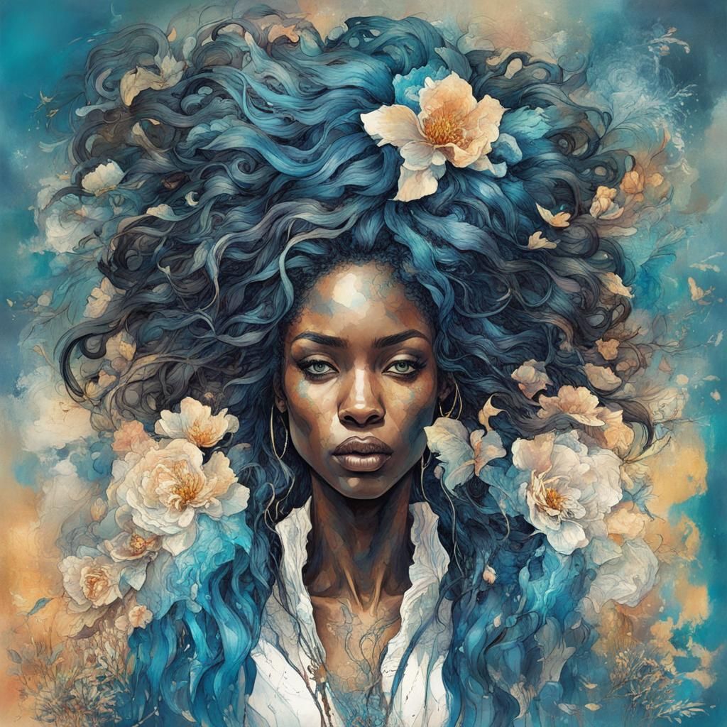 Beautiful Afro Woman Portrait in Fine Art Style