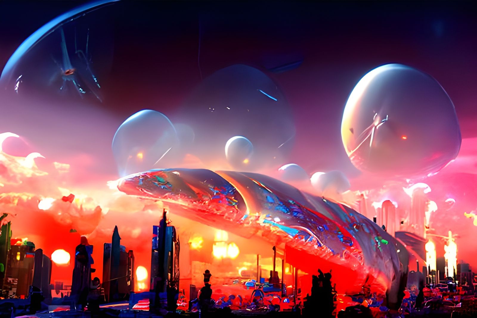 Detailed Alien City Concept Art in Hyperrealism